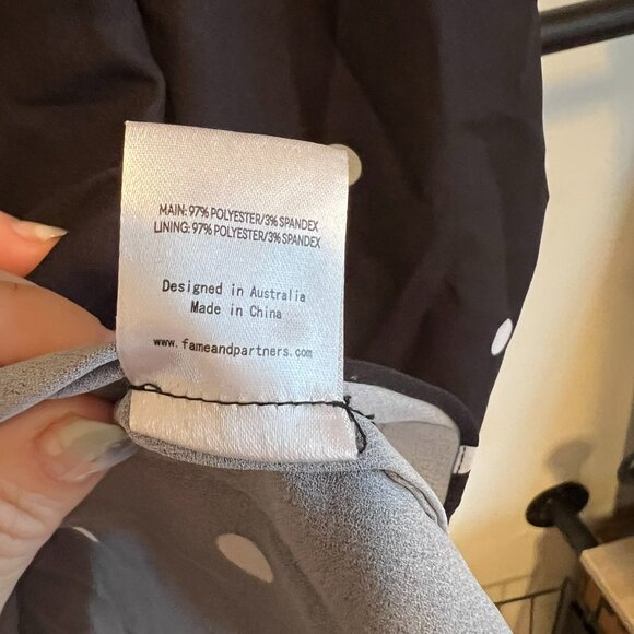 Fame & Partners Black & White Polka Dot The Chen Peplum Top 4 - Picture 10 of 12